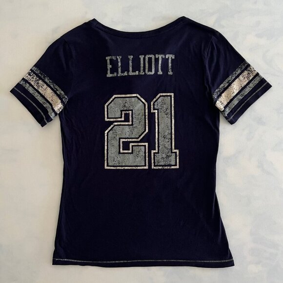Dallas Cowboys NFL Cotton Lace Up Elliott 21 Short Sleeve Shirt - Picture 2 of 7